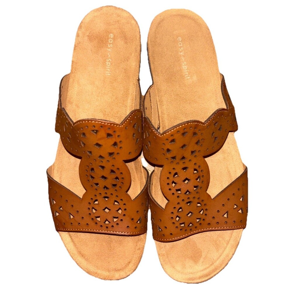 Easy Spirit Sandals Tan Lace Cut Out Straps Sz 11M NWB - Picture 2 of 5